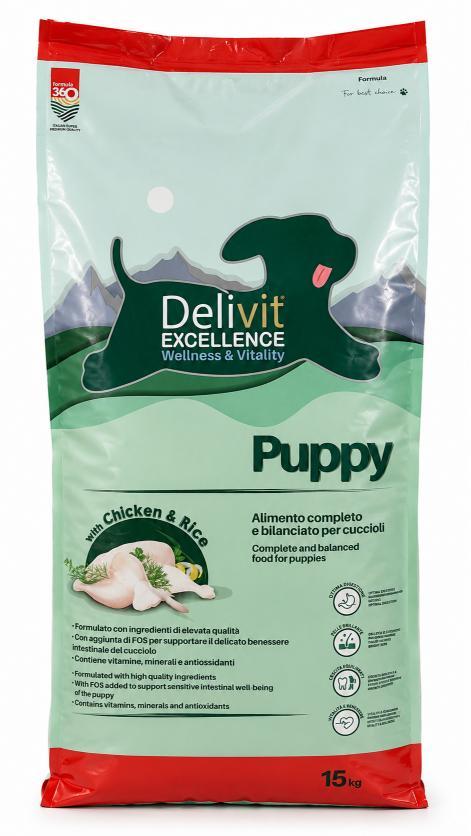 Delivit suva hrana za štence, Piletina, 15kg