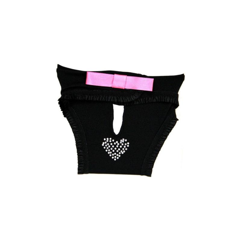 Higijenske gaćice za pse C208/A ,25cm, crne sa roze masnom I cirkonima